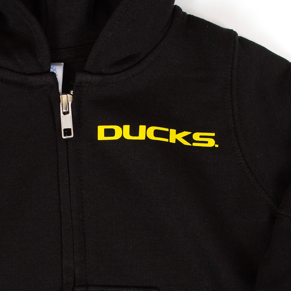 Ducks, McKenzie SewOn, Black, Full Zip, Cotton Blend, Kids, Infant, Oregon Ducks, Mascot, Back design, Sweatshirt, Hoodie, 997210